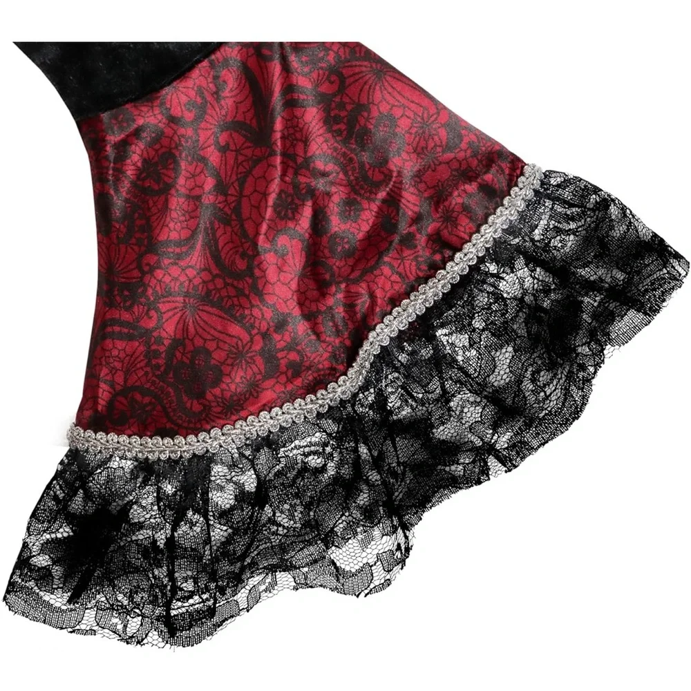 Girls Gothic Vampire Costume Dress Red Black Lace Halloween Size 10-12 Cosplay